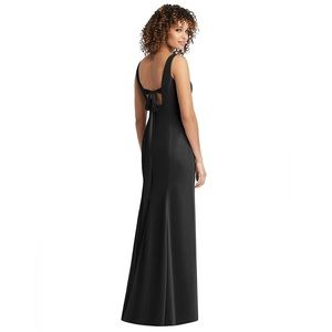 NWT Social Bridesmaids 8194 Black Sleeveless Tie Back Chiffon Gown Dress Size 16